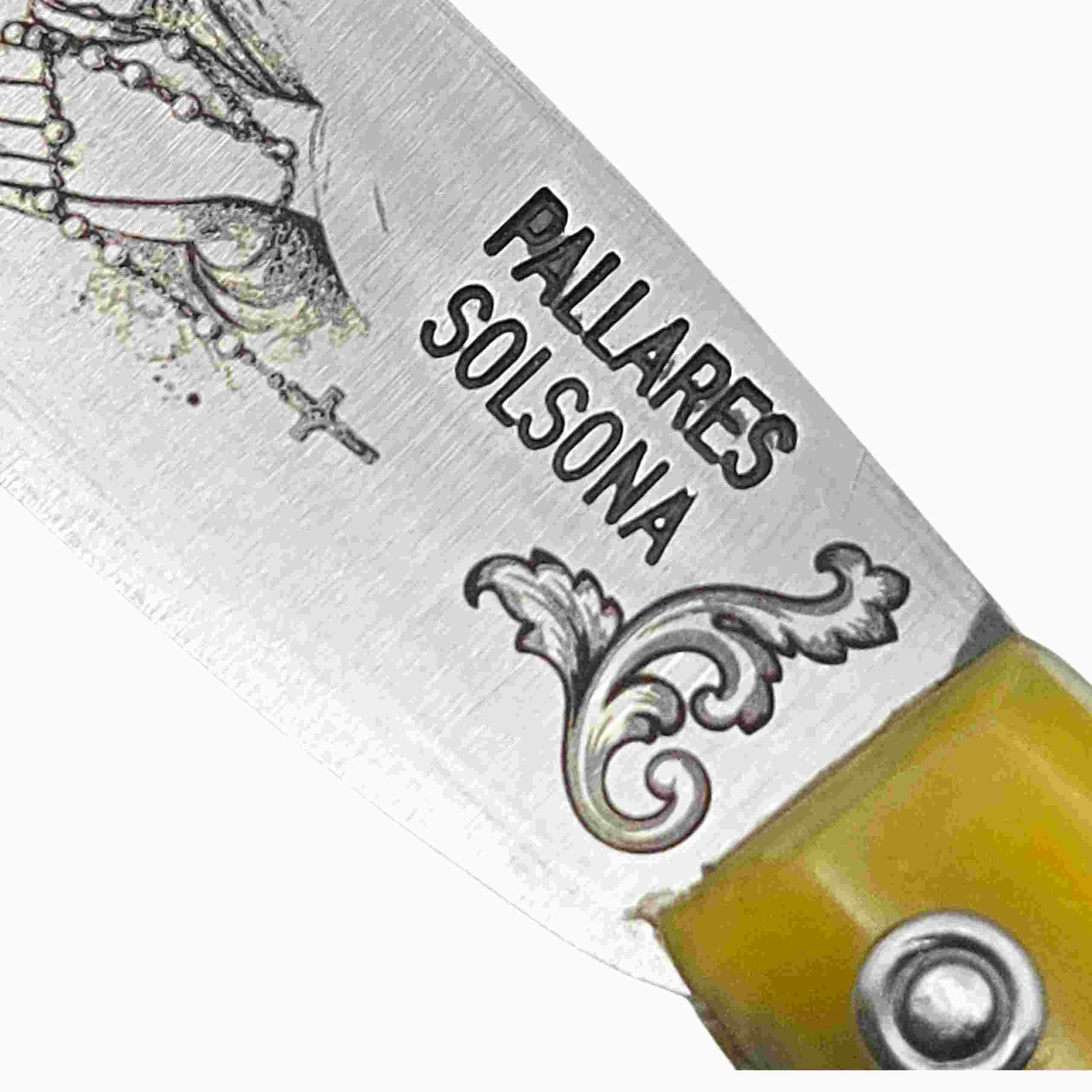 Couteau Pallares berger carbone gravure vierge au chapelet
