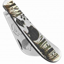 Couteau serpette manche inox gravure herisson 18cm