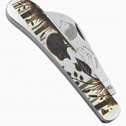 Couteau serpette manche inox gravure herisson 18cm