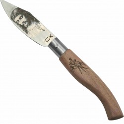 Couteau rustique 22cm gravure tête Christ clous passion