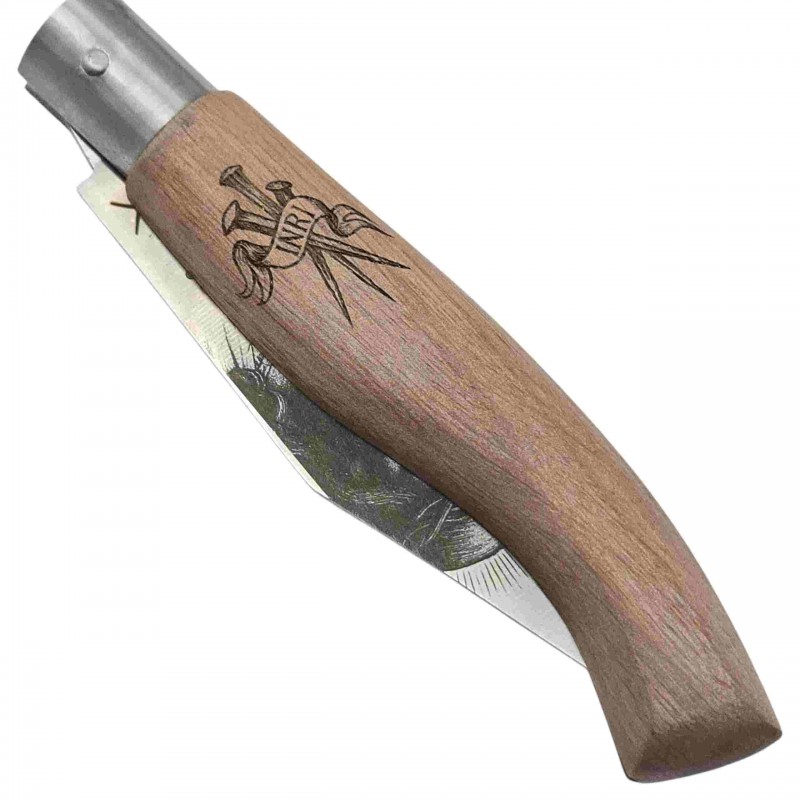 Couteau rustique 22cm gravure tête Christ clous passion