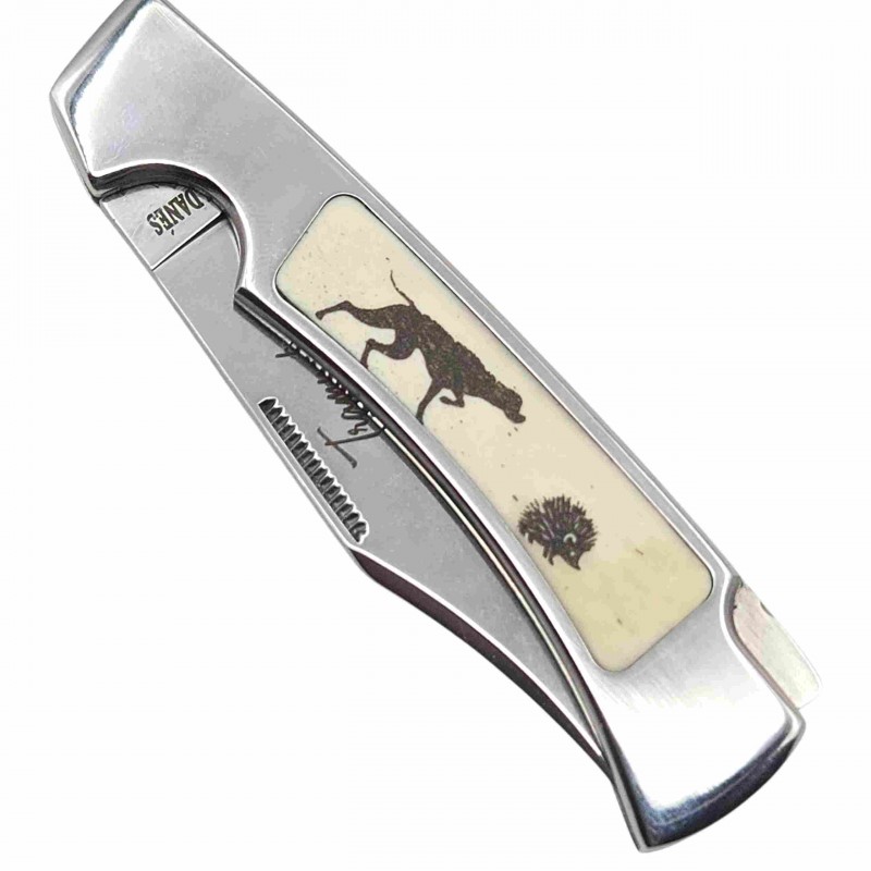 Couteau ultra plat 16 cm os gravure gerisson niglo pompe arrière