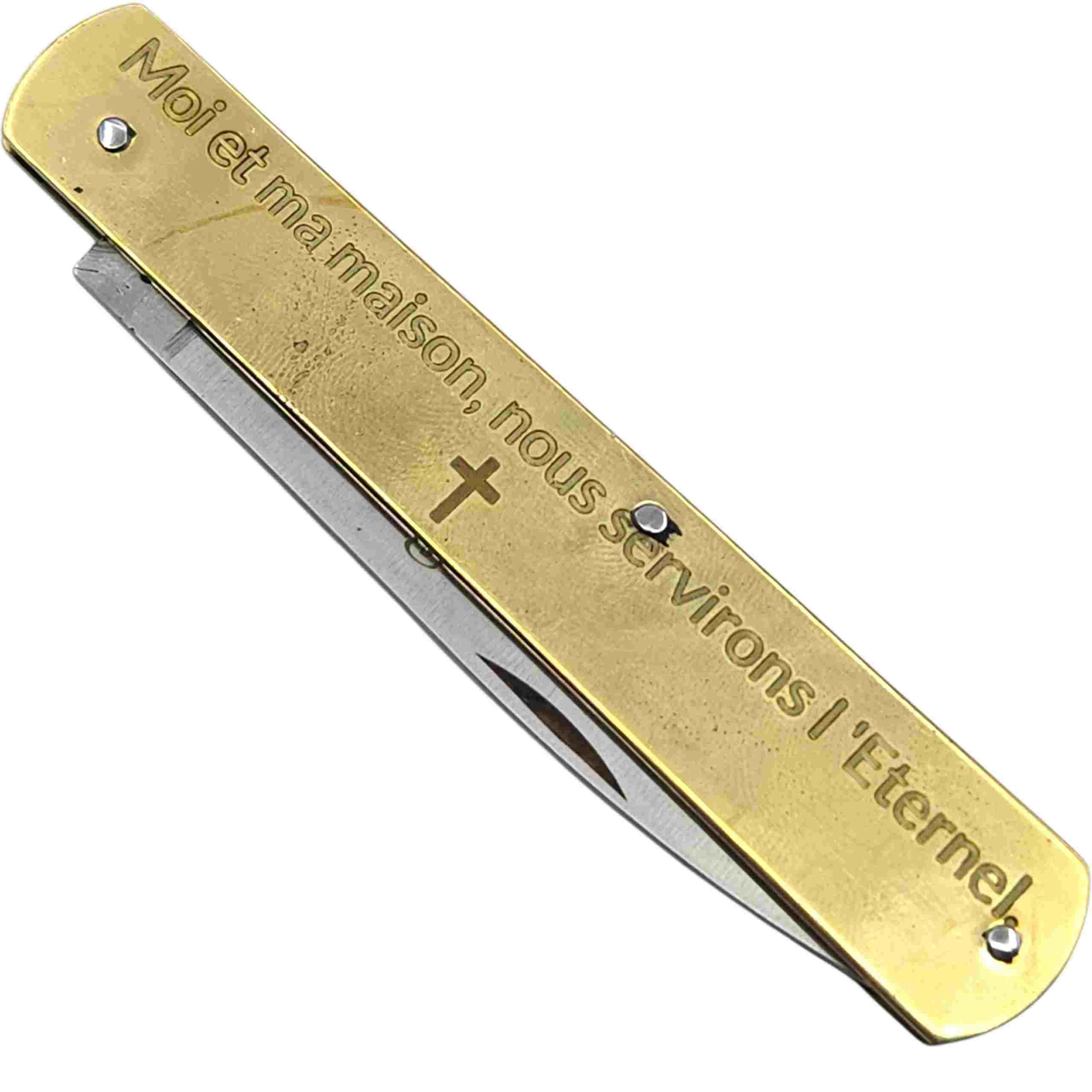 Couteau Sfilato 19cm laiton gravure evangeliste