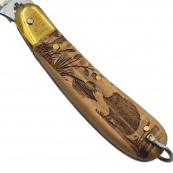 Couteau serpette Fraraccio olivier gravure vierge herisson/ niglo