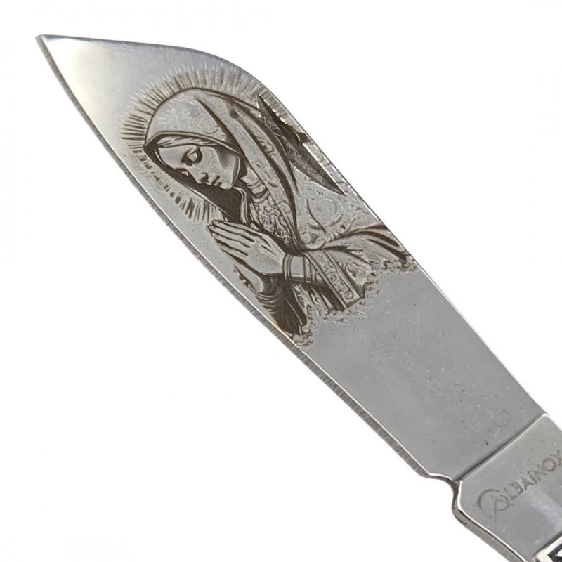 Couteau Albainox lame rabattue mitres gravées vierge