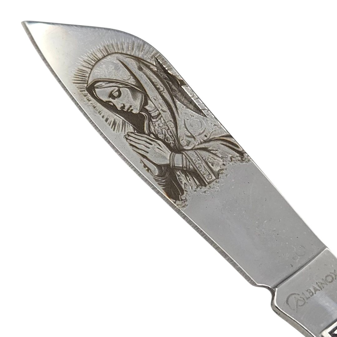 Couteau Albainox lame rabattue mitres gravées vierge