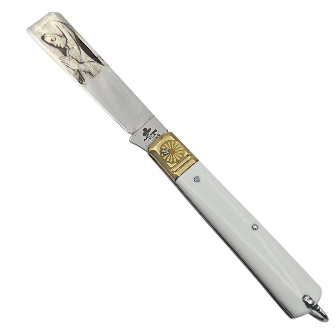 Couteau greffoir Mozzetta fraraccio blanc gravure vierge 17cm