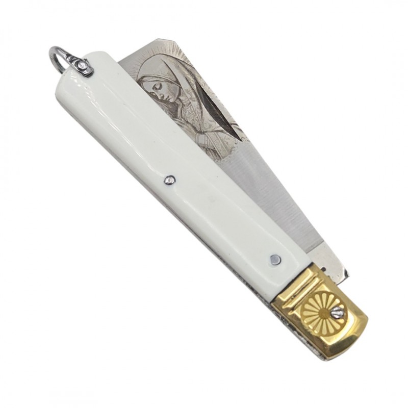 Couteau greffoir Mozzetta fraraccio blanc gravure vierge 17cm