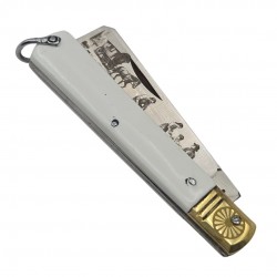 Couteau greffoir Mozzetta fraraccio blanc gravure gens du voyages inox17cm