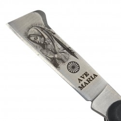 Couteau greffoir noir gravure vierge 16.5cm