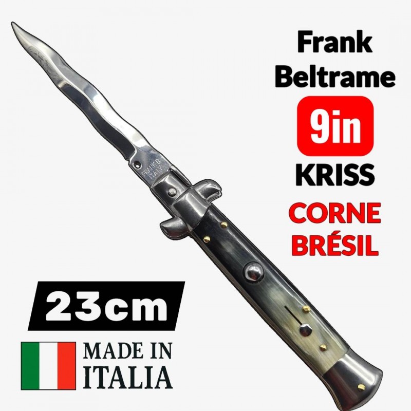 Automatique Stiletto italien cran d'arret Beltrame kriss corne Brésil 23 cm