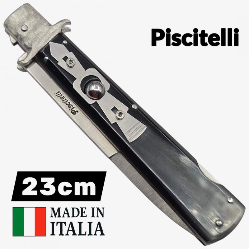Couteau automatique stiletto custom Vittorio Piscitelli corne