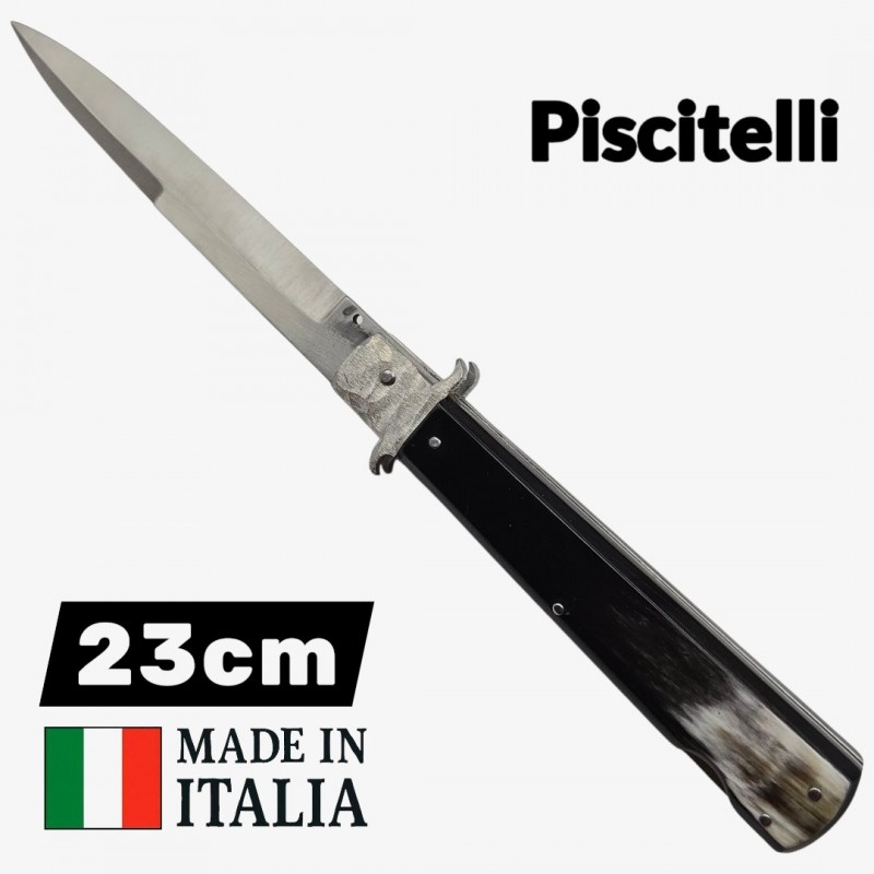 Couteau automatique stiletto custom Vittorio Piscitelli corne