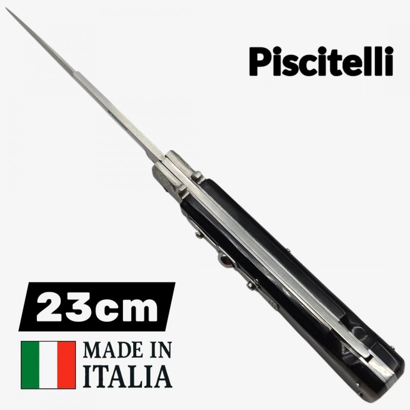 Couteau automatique stiletto custom Vittorio Piscitelli corne