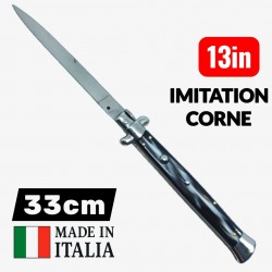 Couteau automatique Stiletto italien cran d'arret imitation corne 33 cm