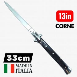 Couteau automatique Stiletto italien cran d'arret corne 33 cm