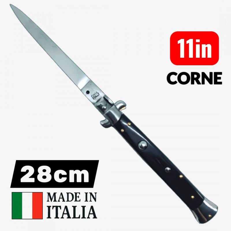 Couteau automatique Stiletto italien cran d'arret corne 28 cm