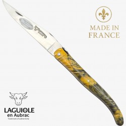 Couteau Laguiole en Aubrac - Collection Cosmos- La Terre - Loupe sureau jaune