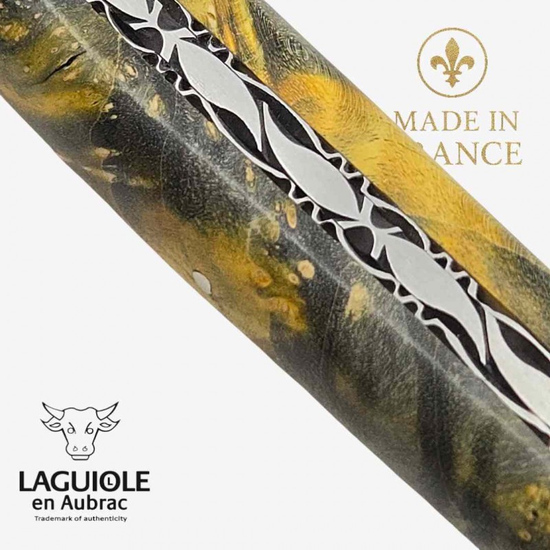 Couteau Laguiole en Aubrac - Collection Cosmos- La Terre - Loupe sureau jaune