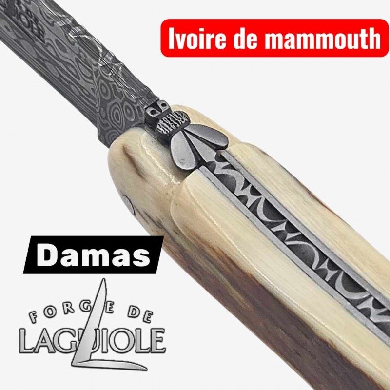 Forge de Laguiole collection  damas croûte ivoire de mammouth