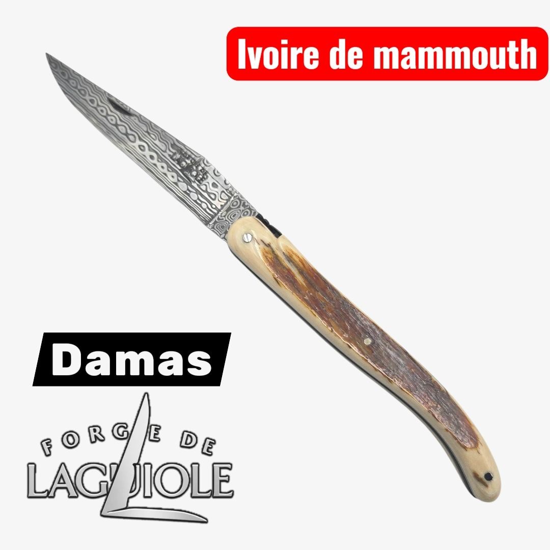 Forge de Laguiole collection  damas croûte ivoire de mammouth