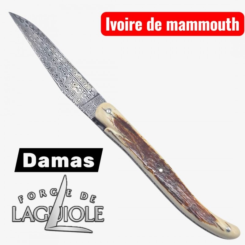 Forge de Laguiole collection  damas croûte ivoire de mammouth