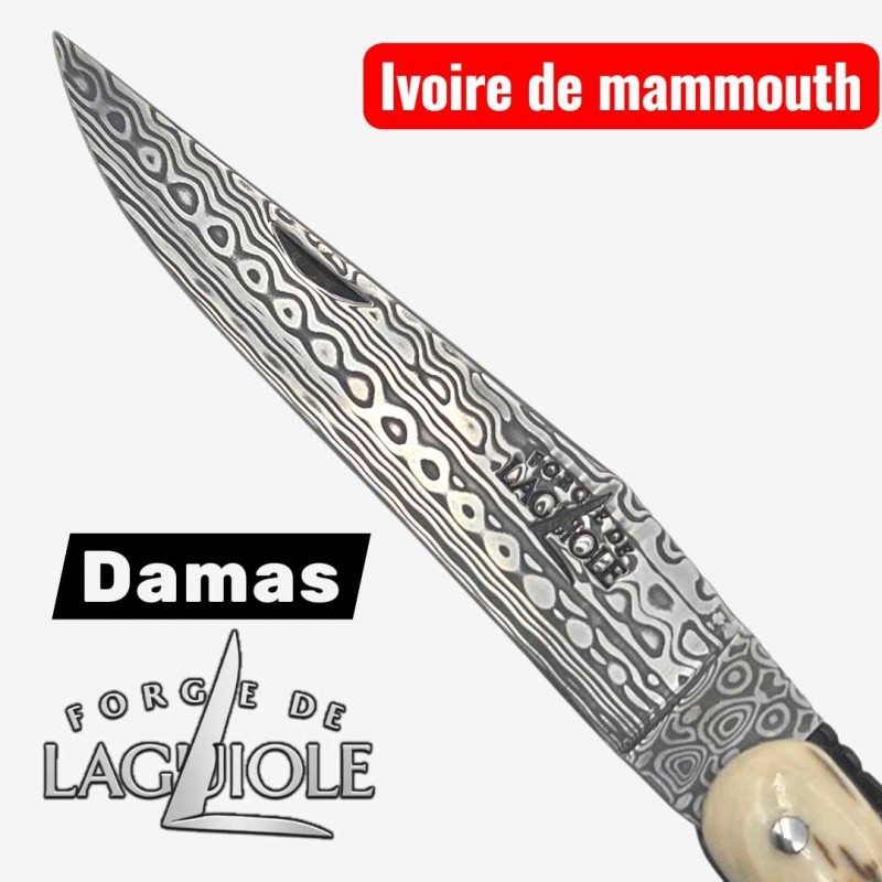 Forge de Laguiole collection  damas croûte ivoire de mammouth