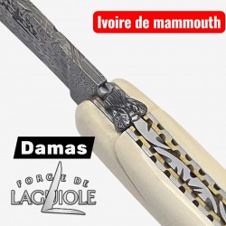 Forge de Laguiole - Collection damas - ivoire de mammouth - double platine laiton inox- dessus dessous