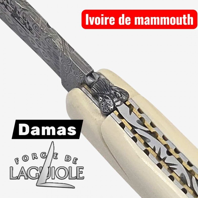 Forge de Laguiole - Collection damas - ivoire de mammouth - double platine laiton inox- dessus dessous