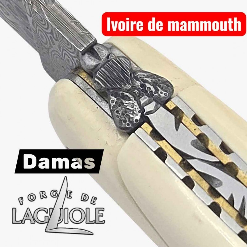 Forge de Laguiole - Collection damas - ivoire de mammouth - double platine laiton inox- dessus dessous