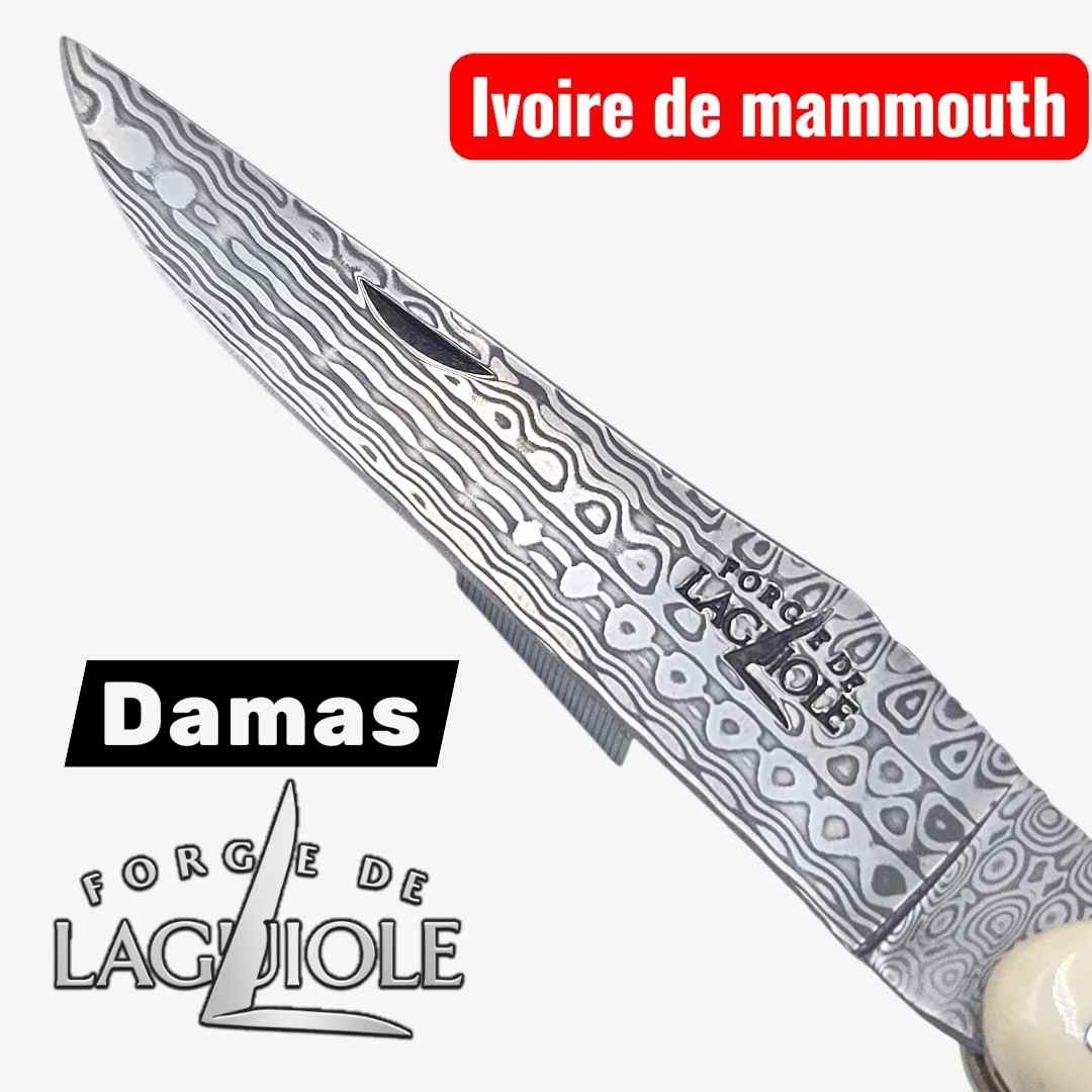 Forge de Laguiole - Collection damas - ivoire de mammouth - double platine laiton inox- dessus dessous