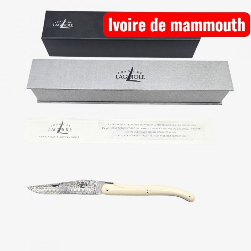 Forge de Laguiole - Collection damas - ivoire de mammouth - double platine laiton inox- dessus dessous