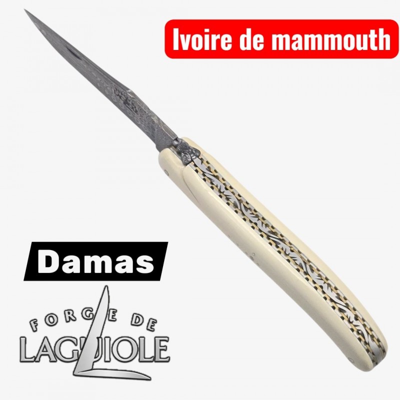 Forge de Laguiole - Collection damas - ivoire de mammouth - double platine laiton inox- dessus dessous