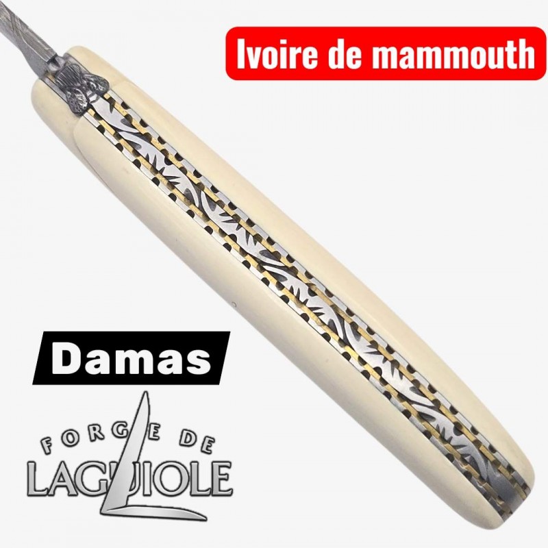 Forge de Laguiole - Collection damas - ivoire de mammouth - double platine laiton inox- dessus dessous