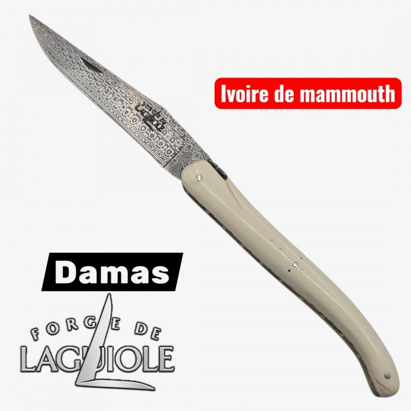 Forge de Laguiole - Collection damas - ivoire de mammouth - double platine laiton inox- dessus dessous modèle 2