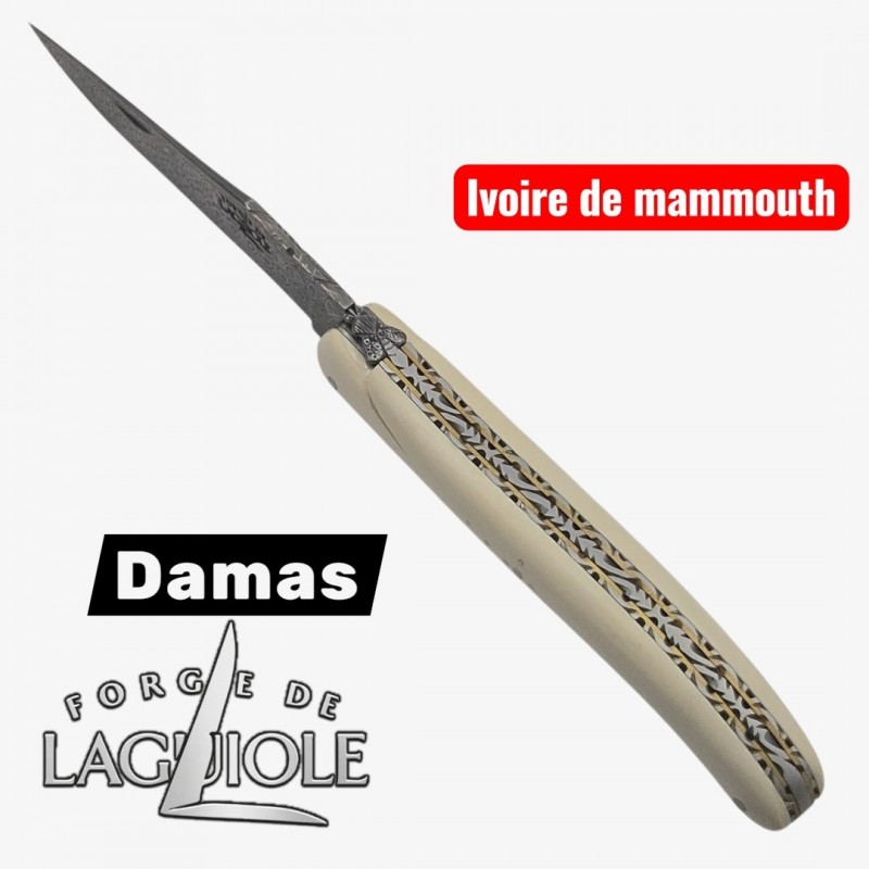 Forge de Laguiole - Collection damas - ivoire de mammouth - double platine laiton inox- dessus dessous modèle 2