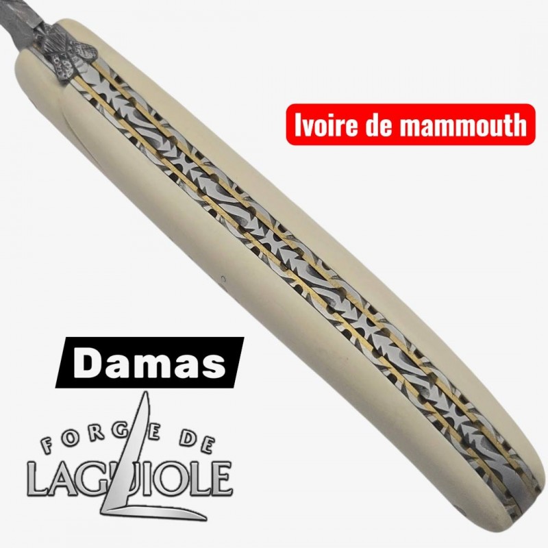 Forge de Laguiole - Collection damas - ivoire de mammouth - double platine laiton inox- dessus dessous modèle 2