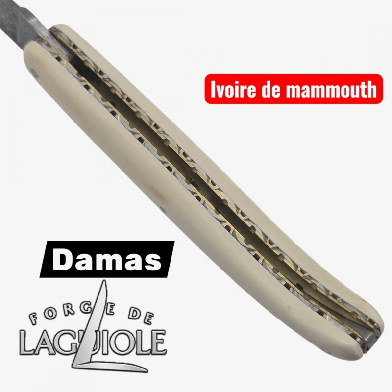 Forge de Laguiole - Collection damas - ivoire de mammouth - double platine laiton inox- dessus dessous modèle 2
