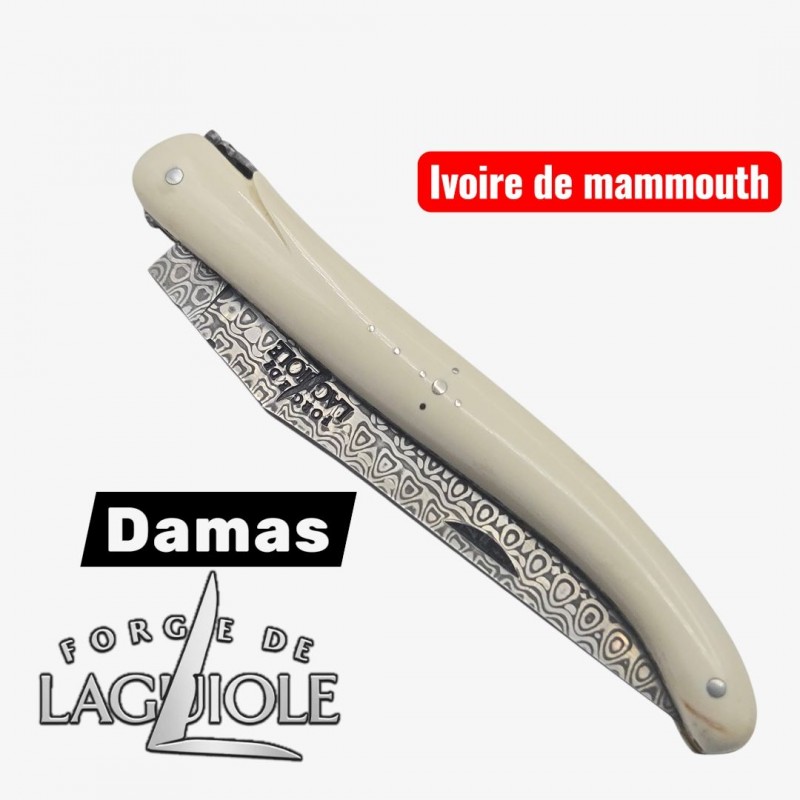 Forge de Laguiole - Collection damas - ivoire de mammouth - double platine laiton inox- dessus dessous modèle 2