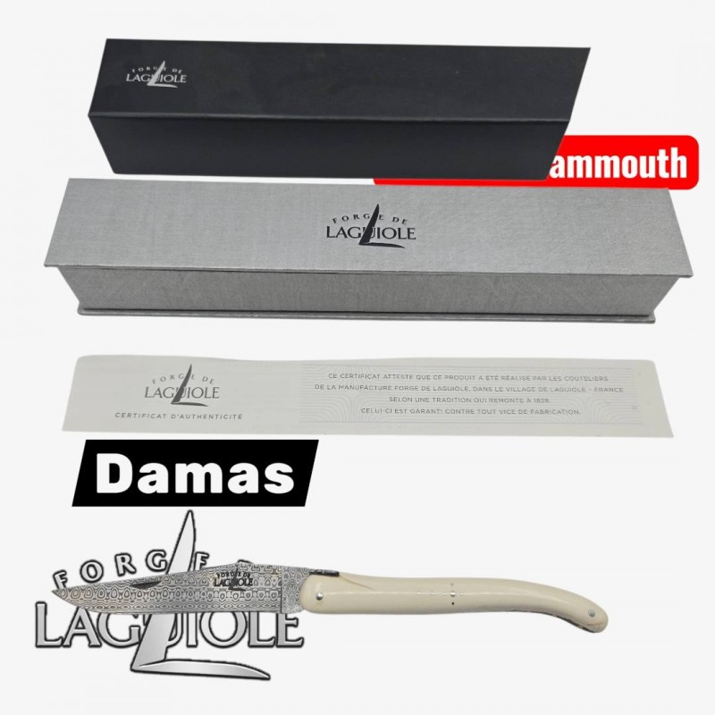 Forge de Laguiole - Collection damas - ivoire de mammouth - double platine laiton inox- dessus dessous modèle 2