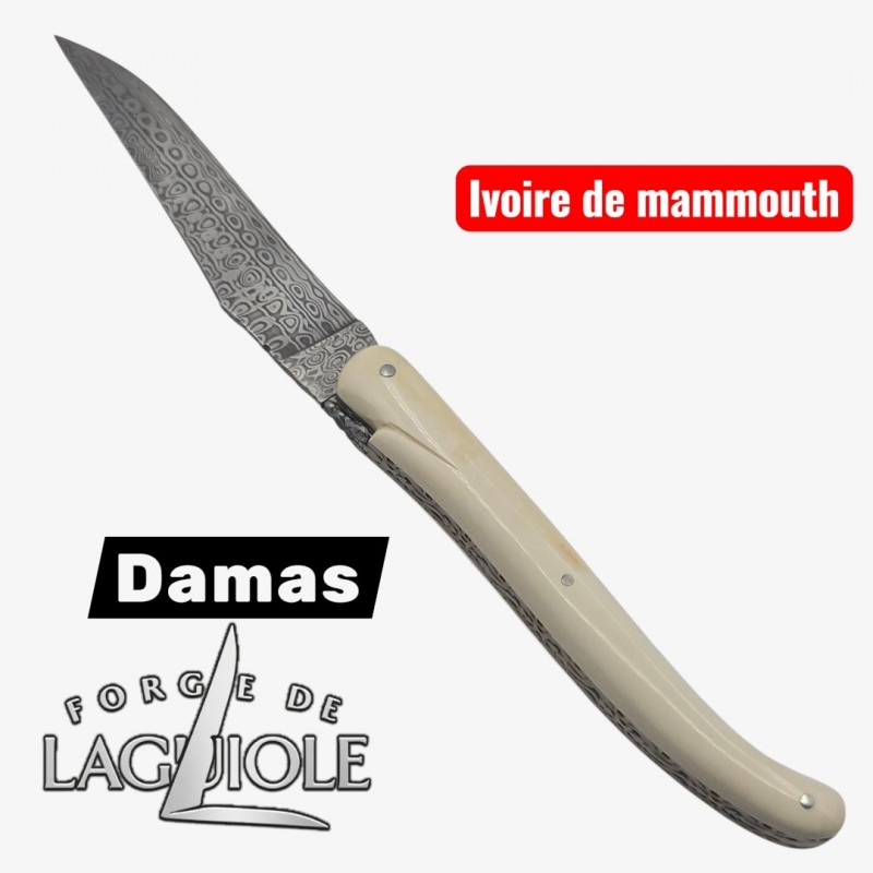 Forge de Laguiole - Collection damas - ivoire de mammouth - double platine laiton inox- dessus dessous modèle 2