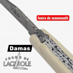 Forge de Laguiole - Collection damas - ivoire de mammouth - double platine inox- dessus dessous