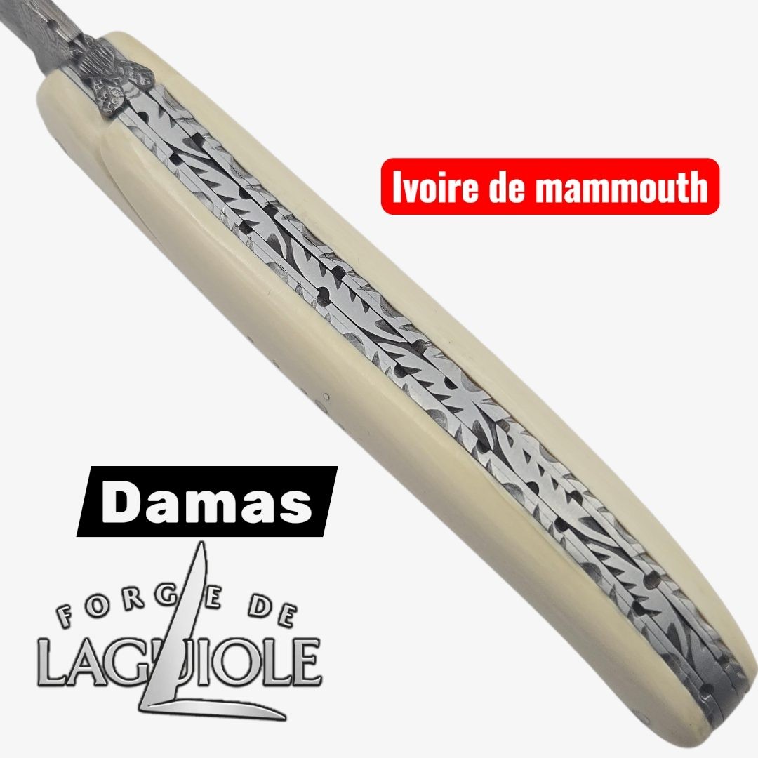 Forge de Laguiole - Collection damas - ivoire de mammouth - double platine inox- dessus dessous