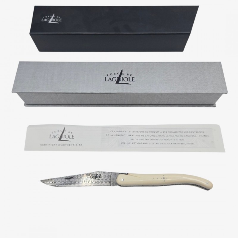 Forge de Laguiole - Collection damas - ivoire de mammouth - double platine inox- dessus dessous