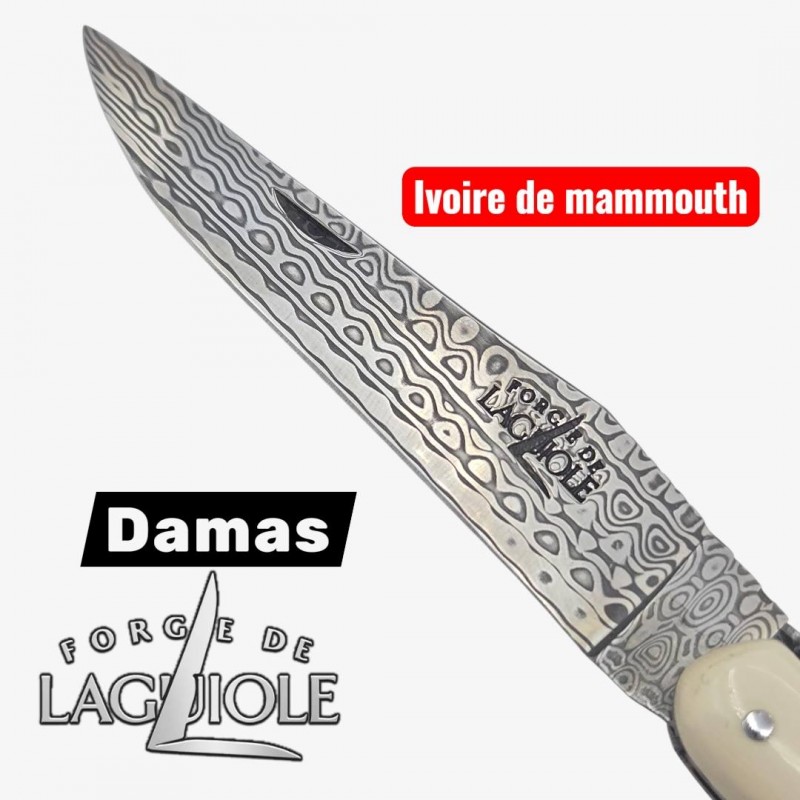 Forge de Laguiole - Collection damas - ivoire de mammouth - double platine inox- dessus dessous