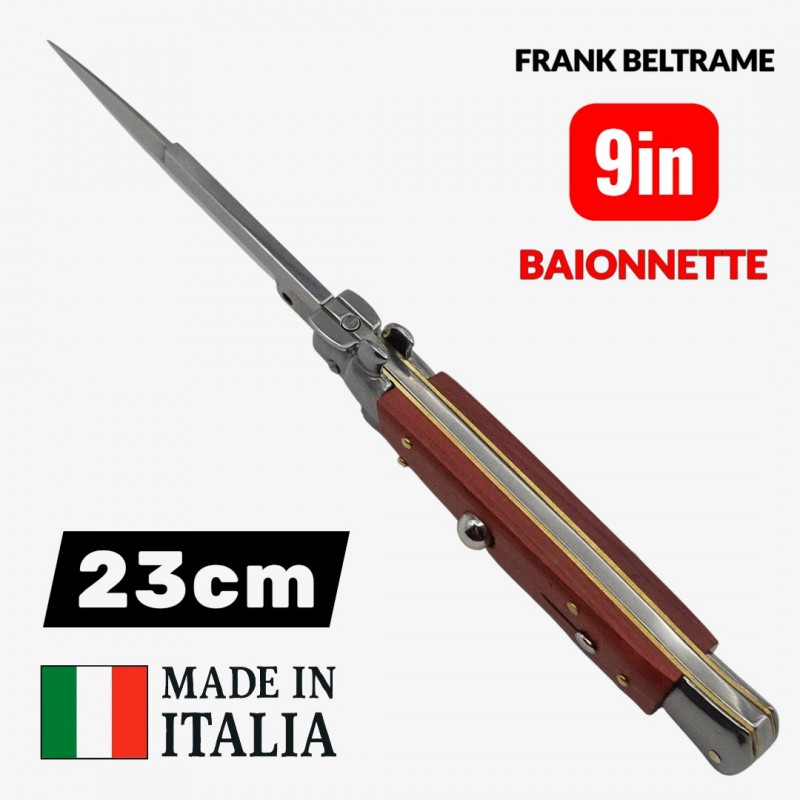 couteau automatique Frank Beltrame baïonnette 23cm bois red wood