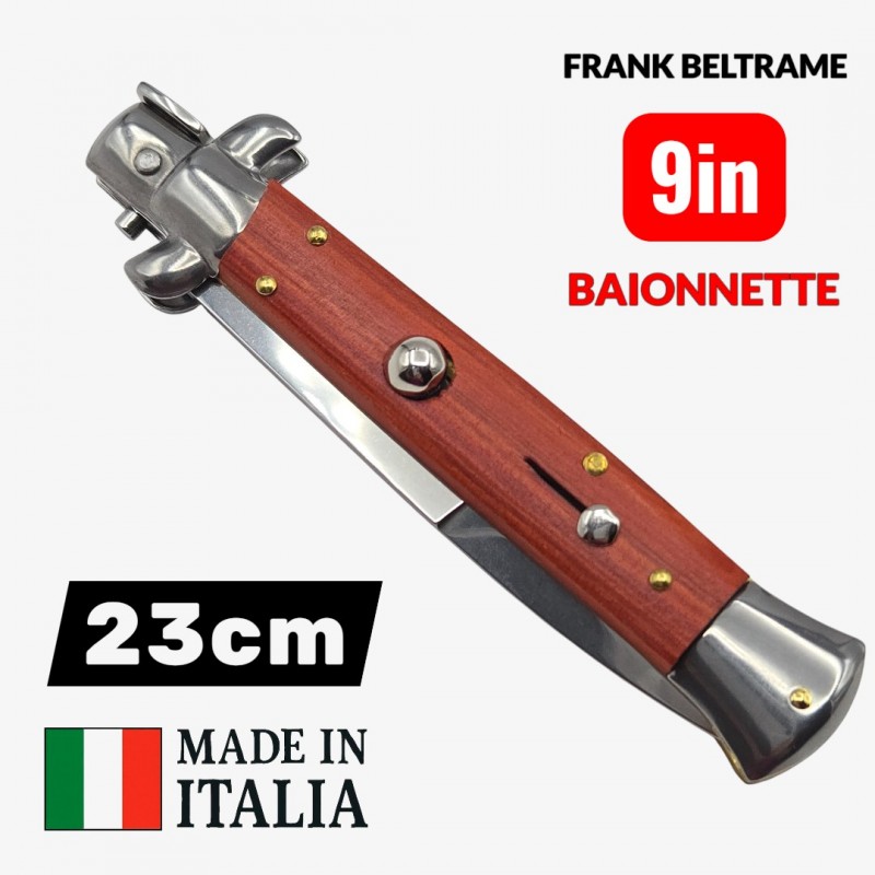 couteau automatique Frank Beltrame baïonnette 23cm bois red wood
