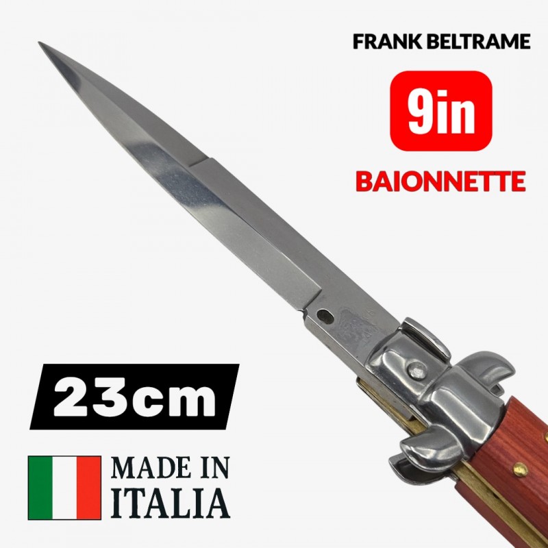 couteau automatique Frank Beltrame baïonnette 23cm bois red wood