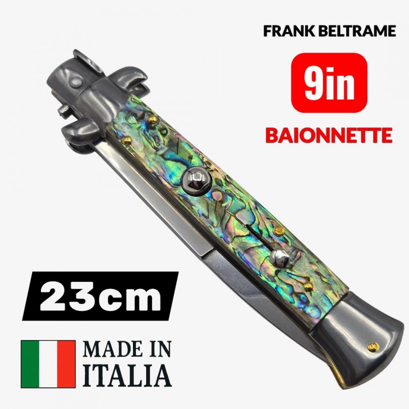 couteau automatique Frank Beltrame lame baïonnette 23cm en abalone