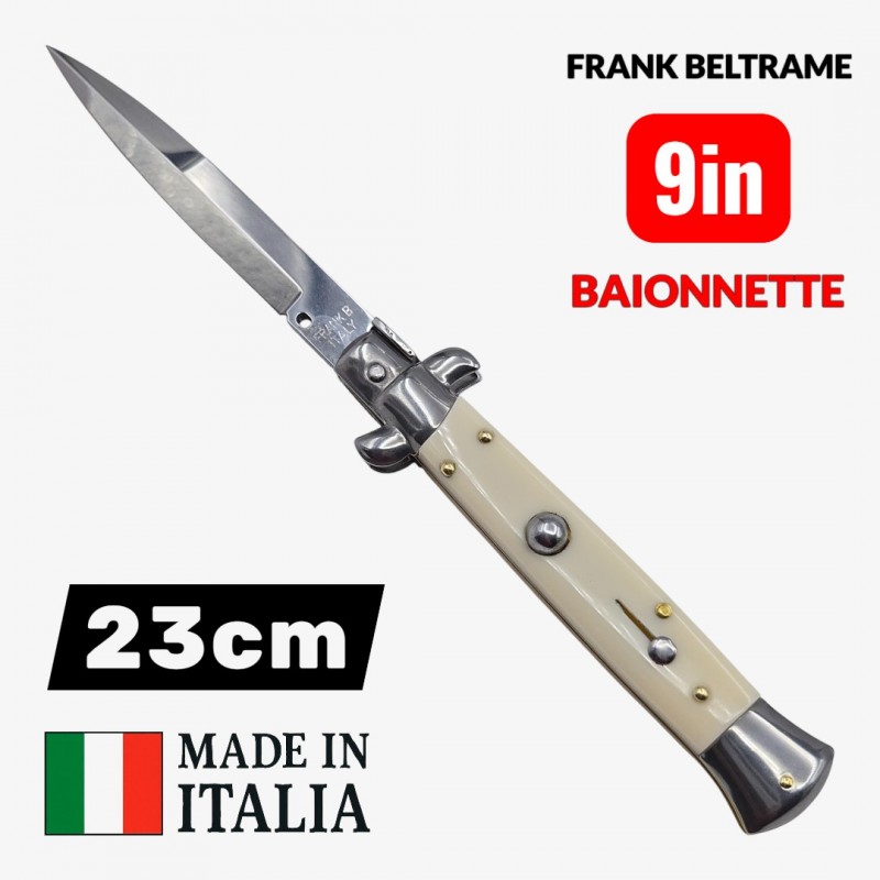 couteau automatique Frank Beltrame baïonnette 23cm imitation ivoire